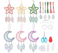 INFUNLY 6 Sets Star Dream Catcher Kit DIY Dreamcatcher Kit Handmade Dream Catcher Keychain Kit Small Dream Catcher Kit Colorful Dreamcatcher Kit for Bag Pendant Car Mirror Hanger Backpack Charm
