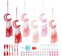 INFUNLY 6 Sets Valentine's Day Dream Catcher Kit for Adults DIY Dreamcatcher Kit Handmade Dream Catcher Kit Boho Small Dream Catcher Kit for Bag Pendant Car Interior Backpack Charm