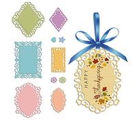 INFUNLY 6 Styles Lace Tag Metal Die Cutters Layering Hanging Tags Bookmark Cutters for Card Making DIY Scrapbooking Album Decor St. Patrick's Day Easter