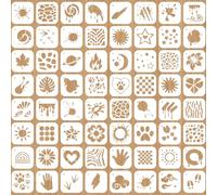 INFUNLY 64 Pcs Mini Graffiti Painting Stencils 3.94x3.94 Inch Reusable Mixed Shape Wall Stencils Stains Small Stencils Templates for DIY Craft Wood Canvas Furniture Patio Home Decor