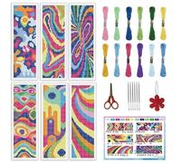 INFUNLY 6pcs Abstract Art DIY Cross Stitch Bookmark Kits for Beginners Creative Colorful Cross Stitch Kit with Instruction Modern Abstract Stamped Embroidery Bookmark Kit for Book Lovers Readers Gift