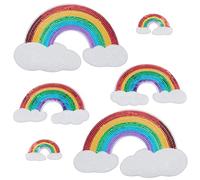INFUNLY 6pcs Rainbow Sequins Iron On Patches for Clothing with 3 Sizes Rainbow Sequins Fabric Sew on Patches DIY Cute Ironing and Sewing Patch Embroidered Sew Applique for Clothing Hat Repair Decor