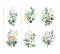 INFUNLY 6pcs Sage Green Botanical Wall Art Prints Boho Floral Pictures Poster 8"×10" Watercolor Flower Artwork Decor Unframed Canvas Poster Prints Aesthetic Wall Art for Bedroom Living Room Home Decor