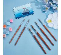 INFUNLY 6pcs Wooden Handle Watercolor Brushes Professional Set For Artists Watercolor Paint Brushes Extended Needle Points For Precision Watercoloring Acrylics Inks Painting