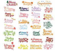 INFUNLY 78pcs Holiday Word Die Cuts for Card Making Blessing Greeting Texts Cutting Dies Happy Birthday Metal Die Cut Best Wishes Embossing Stencil for DIY Scrapbooking Wedding Birthday Halloween Card