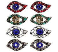 INFUNLY 8 Pcs Evil Eye Beaded Patches 2.2x1.2 Sparkling Evils Eyes Patches for Bags 4 Styles Evil Eye Sequin Applique Rhinestone Eyes Embroidered Patch for DIY Clothing Bags Jacket Backpack Hat