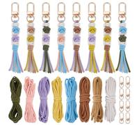 INFUNLY 8 Sets DIY Macrame Cat Claw Keychain Kits with Instruction Cotton Cord Cat Paw Key Chain Kits with Tassel for Beginners Colorful Macrame Keychain Knotting Kits for Car Key Purse Phone Gifts