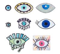 INFUNLY 8 Styles Evil Eye Sequin Patches Evil Eyes Iron-On Appliques Glitter Embroidered Applique Patch Boho Eyes Sewing Repair Patches for Clothing Jeans Jackets Handbag Shoes Hat DIY Decor