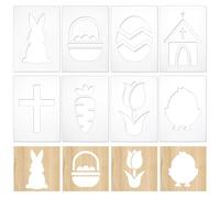 INFUNLY 8PCS Easter Acrylic Router Template 7.8x5.5 Bunny Egg Clear Acrylic Template Cross Carrot Tulip Carving Template for Woodworking Tulip Curvy Tracing Stencils Router Guide Tool for DIY Craft