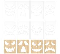INFUNLY 8PCS Halloween Acrylic Router Template 7.8x5.5 Pumpkin Clear Acrylic Template Scary Pumpkin Face Carving Template for Woodworking Curvy Tracing Stencils Router Guide Tool for DIY Craft