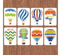 INFUNLY 8pcs Hot Air Balloon Wall Stencils for Painting 11.7x8.3 Tile Stencil Set Reusable Plastic Wall Stencils Template for Painting on Wood Wall Furniture Floor Tiles Fabric DIY Home Decor