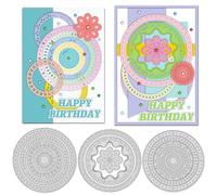 INFUNLY 8PCS Round Frame Cutting Dies for Card Making Circle Flowers Die Cuts Round Layered Background Metal Cutting Dies Rings Decorative Labels Embossing Stencil for DIY Scrapbooking Crafts Supplies