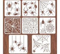 INFUNLY 8PCS Spider Web Stencil for Painting Halloween Spider Stencils 11.8x11.8 Inches DIY Decorative Wall Stencil Horror Wall Art Stencils for Cake Face Door Mats Canvas Crafts Doormat