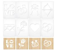 INFUNLY 8PCS Valentine's Day Acrylic Router Template 7.8x5.5 Heart Clear Acrylic Template Rose Wine Glass Carving Template Ring Curvy Stencils 5mm Thick Router Guide Tool for Woodworking DIY Crafts