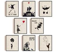 INFUNLY 9 Set Banksy Wall Art Prints Banksy Canvas Wall Art 8x10inch Unframed Panda Prints Banksy Posters Pictures Graffiti Street Wall Art Inspirational Quotes Art Wall Poster for Bedroom Living Room