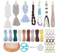 INFUNLY 9 Set DIY Macrame keychain Kits Colorful Macrame Wristlet Keychain Kit for Adult Daisy Handmade Braiding Bag Charms Boho Mini Bracelet Keychain with Instruction for Car Keys Ring Backpacks