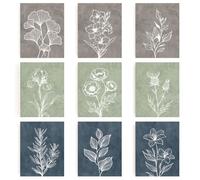 INFUNLY 9 Set Sketch Botanical Wall Art Ginkgo Canvas Wall Art Prints Unframed Boho Flower Posters Pictures White Lines Rosemary Prints Plants Poster Sticker for Bedroom Bathroom Living Room 8x10inch