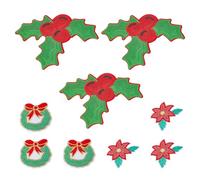 INFUNLY 9pcs Christmas Leaf Applique Patch Set Christmas Leaves Iron on Sequin Patch Applique with 3 Styles Sew on Decorative Patch Sequin Fabric Patches for Clothes Dress Hat Jacket Bag Decor