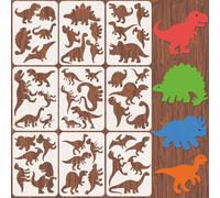 INFUNLY 9Pcs Dinosaur Wall Stencil for Painting 8.27×11.7" Reusable Wall Stencils Dinosaur Shapes Painting Stencil Dinosaurs Animal Walls Template for Crafts Cement Wood Furniture Bedroom Home Decor