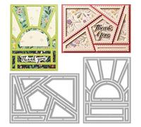 INFUNLY 9Pcs Geometric Frame Die Cuts for Card Making Rectangle Grid Cutting Dies 4x5.6 Inch Frame Background Metal Stencil Template for DIY Scrapbooking Album Layered Cards Decorative