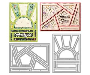 INFUNLY 9Pcs Geometric Frame Die Cuts for Card Making Rectangle Grid Cutting Dies 4x5.6 Inch Frame Background Metal Stencil Template for DIY Scrapbooking Album Layered Cards Decorative