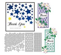 INFUNLY 9Pcs Hollow Star Dies Cuts for Card Making Grid Frame Cutting Die Rectangle Metal Dies 3.3x6.38 Inch Background Embossing Template for DIY Scrapbooking Album Decorative