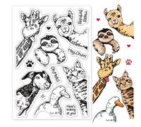 INFUNLY Animal Clear Stamps for Card Making Transparent Silicone Stamps Giraffe Duck Rubber Stamps Seal for DIY Scrap-Booking Decoration Album Crafts St. Patrick's Day Easter Card Decor