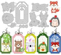 INFUNLY Animal Tag Die Cut for Card Making Bookmarks Label Cutting Dies Frame Metal Cutting Die Embossing Stencils Template for DIY Scrapbooking Tags Decorative Mother's Day