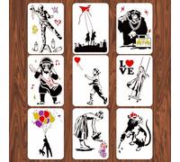INFUNLY Banksy Theme Drawing Stencil Set - Reusable Banksy Street Art Stencil for Painting on Wall, Tile, Canvas, Furniture, Paper - 11.6X8.2