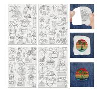 INFUNLY Beach Themed Water Soluble Embroidery Patterns Coconut Tree Submarine Rudder Wash Away Stabilizer for Embroidery Lemon Juice Car Lighthouse Hand Sewing Stabilizers for Hand Sewing Lovers