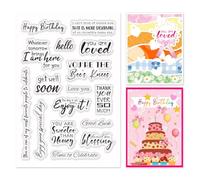 INFUNLY Blessing Word Clear Stamps for Card Making Sweet Word Rubber Stamps Congratulations Transparent Silicone Seals with Happy Birthday Words for DIY Scrap-Booking Decor Wedding Birthday Card
