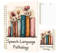 INFUNLY Book Flower Spiral Journal 5.5x8.3 Speech Language Pathology Spiral Notebook Speech Therapy Spiral Diary Floral Book Wire Bound Notebook Foliage Coil Bound Pad for Office School Doctor Gifts