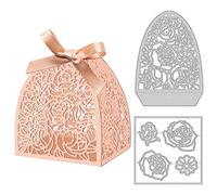 INFUNLY Candy Box Die Cuts Rose 3D Gift Box Metal Cutting Die Flower DIY Christmas Decorative Favour Boxes Dies for Wedding Party Valentine's Halloween Birthday Decor