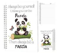 INFUNLY Cartoon Panda Spiral Notebook 5.5"x8.3" Inspirational Quote Spiral Journal Panda with Butterfly Spiral Diary Animal Wire Bound Notebook Bamboo Coil Bound Pad for Office School Gifts