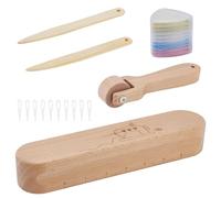INFUNLY Clapper Sewing Tool Kit Wooden Tailors Clapper with Paint Powder Flattening Fabrics Point Pressing Tool Set Seam Roller Beech Tailors Clapper for Wrinkle Sewing Fabric Folds Quilting
