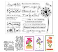 INFUNLY Clear Stamps and Dies Stamp and Die Sets for Card Making Love Clear Stamp & Plant Butterfly Die Cut for Scrapbooking Album DIY, Sentiment Words Stencils Carbon Steel Embossing Template