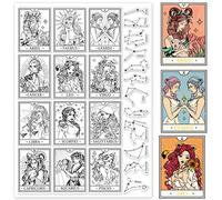INFUNLY Constellations Clear Stamps 12 Goddesses Silicone Stamp Aries Leo Rubber Stamps Transparent Clear Stamp for Card Making for DIY Diary Scrapbooking Embossing Photo Album Decorative
