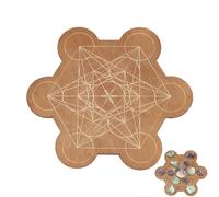 INFUNLY Crystal Grid Board Wooden Geometry Grids Board Practical Divination Board for Crystals Decorative Wooden Board for Stones Geometry Solid Coaster For Home Office Store Table Decoration