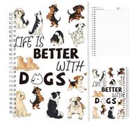 INFUNLY Cute Dogs Spiral Notebook 160 Pages Aesthetic Animal Notebook 5.5x8.3 Inch Puppy Journal Hardcover Metal Coil Rounded Corners Thick Lined Paper Gift for Women Men Note Taking