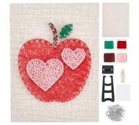 INFUNLY DIY Apple String Art 3D Heart String Art Kits for Adults 8x6 String of The Art Easy to Make DIY Nail String Art Kit for Beginner with Instruction for Home Wall Decor Students Women Gift