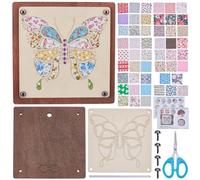 INFUNLY DIY Butterflies Fabric and Wood Art Kit 6.7"×6.7" Butterfly Walnut art Kits with Quilting Fabric Wooden Craft Kit with Instructions Insect Pattern Poke-in Art Kits for DIY Crafts Birthday Gift