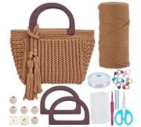 INFUNLY DIY Crochet Bag Kit for Beginners Adults Brown Bag Crochet Set with Step-by-Step Video Tutorials Tote Bag Crochet Starter Kit with Tassels Handle Crochet Handbag Kit for Women DIY Kit Gift