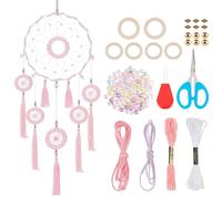INFUNLY DIY Dream Catcher Kit Car Charm Ornament DIY Dream Catcher Rings Kit Make Your Own Dreamcatcher DIY Dream Catcher Making Kit Boho Charms Pendant Home Wall Decor Bag Charms 6 Inch Ring
