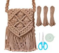 INFUNLY DIY Macrame Bag Kit for Adults Beginners Bohemian Macrame Cord Shoulder Bag Set with Tassel Handmade Knotting Satchel Bag Kit with Instruction DIY Macrame Bag Kit for Women Holiday Beach Decor
