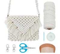 INFUNLY DIY Macrame Bag Kit Macrame Bags Handmade Set with Tassels Boho Macrame Knotting Handbag Kit for Adults Beginners Macrame Kit for Holiday with Step-by-Step Video Tutorials for Women Beach Gift