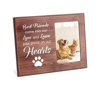 INFUNLY Dog Memorial Picture Frame 4x6 Wood Photo Frame Best Friends Lives and Leave Family Tabletop Picture Frame Sympathy Gifts for Loss of Loved One