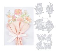 INFUNLY Flower Hot Foil Plate Butterflies Glimmer Hot Foil Plate Metal Rose Lily Hot Foil Plate for Cards Making DIY Embossing Scrapbooking Paper Crafts