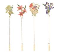 INFUNLY Flowers Metal Bookmarks with Chain Romantic Bookmark Flower Book Page Marker Metal Charm Bookmark for Women Gift for Book Lover Readers Writers Teachers Students Birthday Graduation