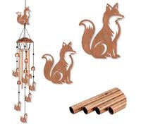 INFUNLY Fox Wind Chimes for Outside Animal Metal Wind Chime Aluminum Windchime Tubes Foxes Memorial Wind-Bell Retro Music Windchimes with Little Bells for Yard Garden Decor Housewarming Birthday Gift