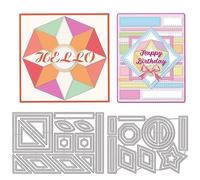 INFUNLY Geometry Die Cut Quilting Metal Die Cut Layer Frame Cutting Dies Square Circle Quilt Card Cutting Dies for Card Making DIY Scrapbooking Album Decorative Embossing Paper Dies